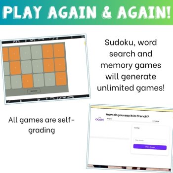 Action Verb Vocabulary Game in French with 6 different Activities, image 4