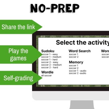 Spanish Soccer vocabulary activity practice games soccer 6 different activities, image 2