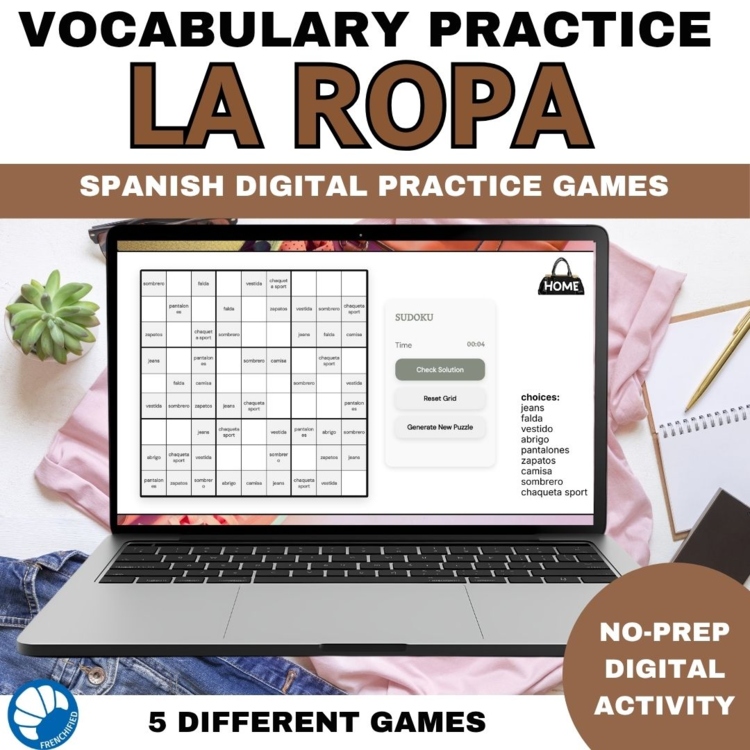 Spanish Clothing Vocabulary Games | 6 Digital Activities