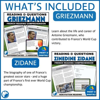 French le football Soccer activities reading comprehension and vocabulary bundle, image 4