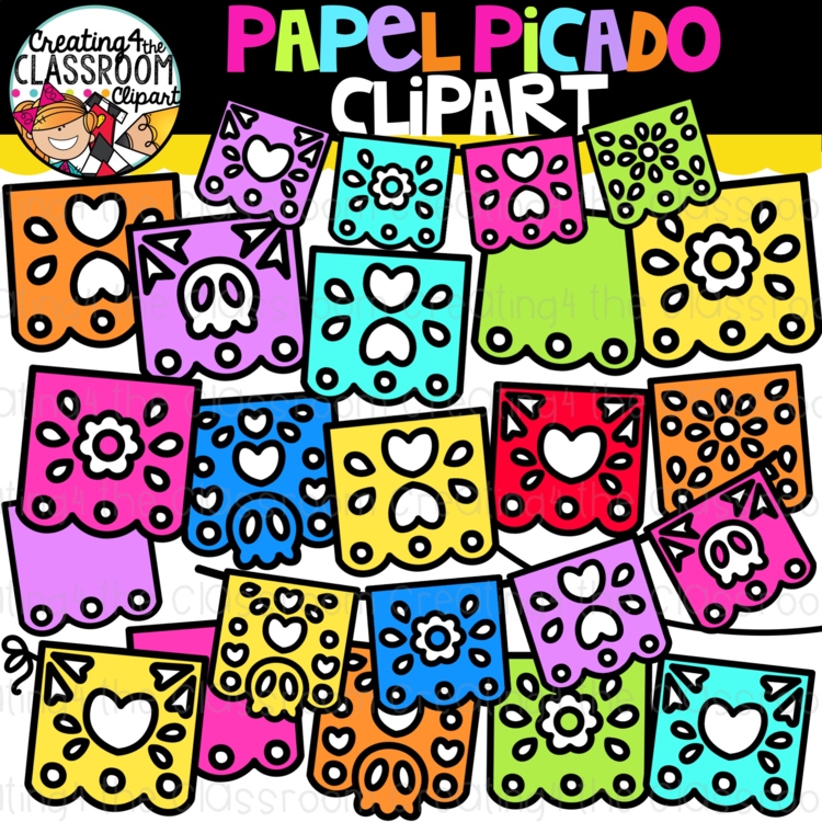 Papel picado Clipart {Mexican banner Clipart}