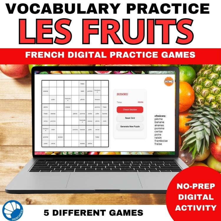 French Fruit Vocabulary Games | 6 No-Prep Digital Activities