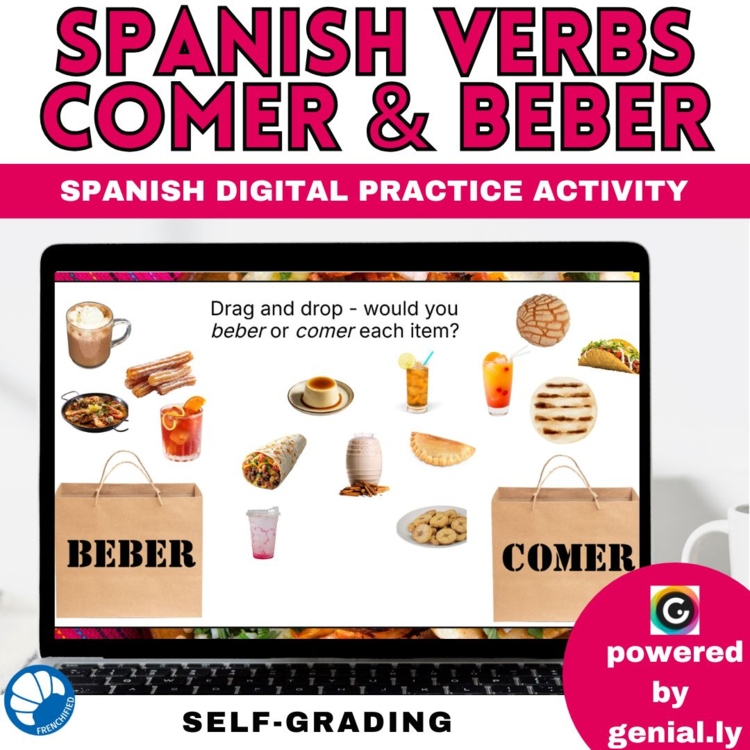 Spanish 1 ER Verbs Digital Conjugation Game Comer and Beber Practice
