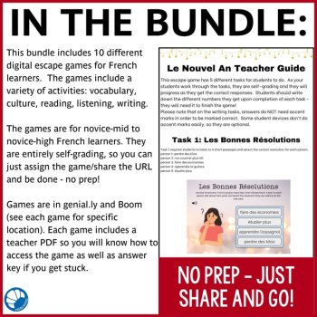 French Digital Escape Games Bundle | 10 Holiday Activities, image 3