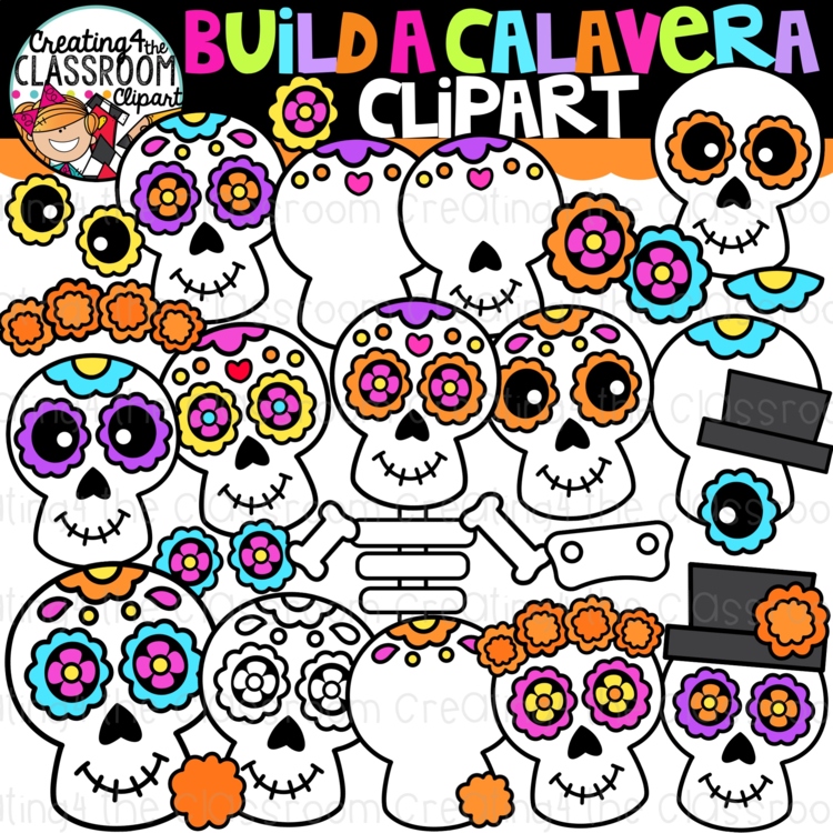 Build a Calavera Clipart {Sugar skull Clipart}