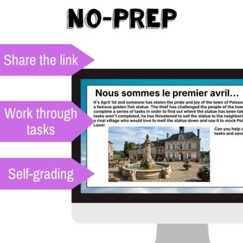 April Fools Day French digital escape game in French - reading, vocab, listening, image 2