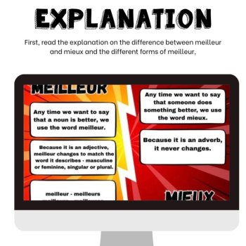 Meilleur and mieux adverb and adjectives French Boom Cards practice activity, image 2