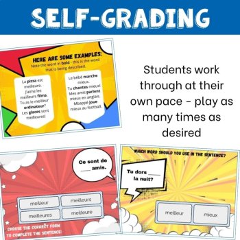 Meilleur and mieux adverb and adjectives French Boom Cards practice activity, image 4
