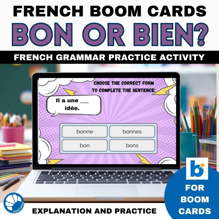 Bon vs Bien French Boom Cards | Adjective and Adverb Practice