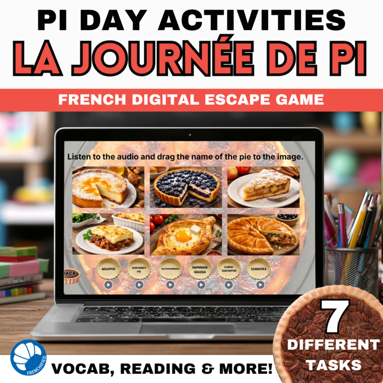 Digital Pi Day Activity | French Escape Game for Reading & Listening