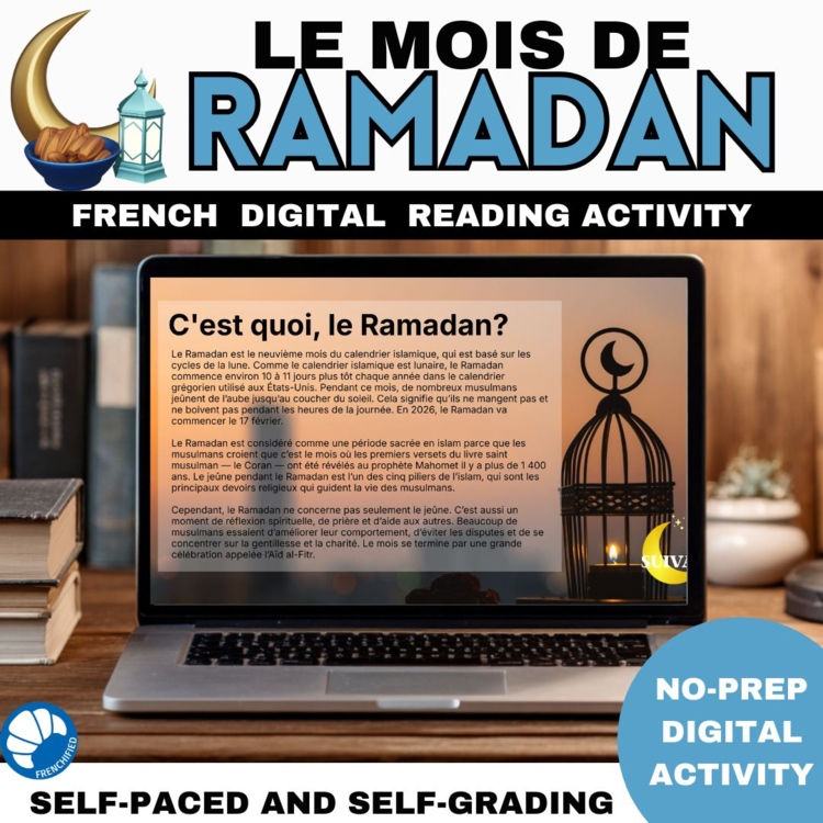 Eid al-Fitr Ramadan French reading comprehension and vocabulary activity