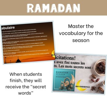 Eid al-Fitr Ramadan French reading comprehension and vocabulary activity, image 4