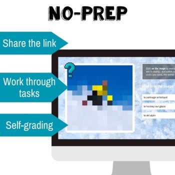 French winter sports and games vocabulary reading listening activity, image 2
