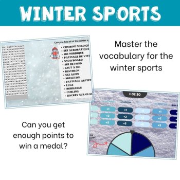 French winter sports and games vocabulary reading listening activity, image 4
