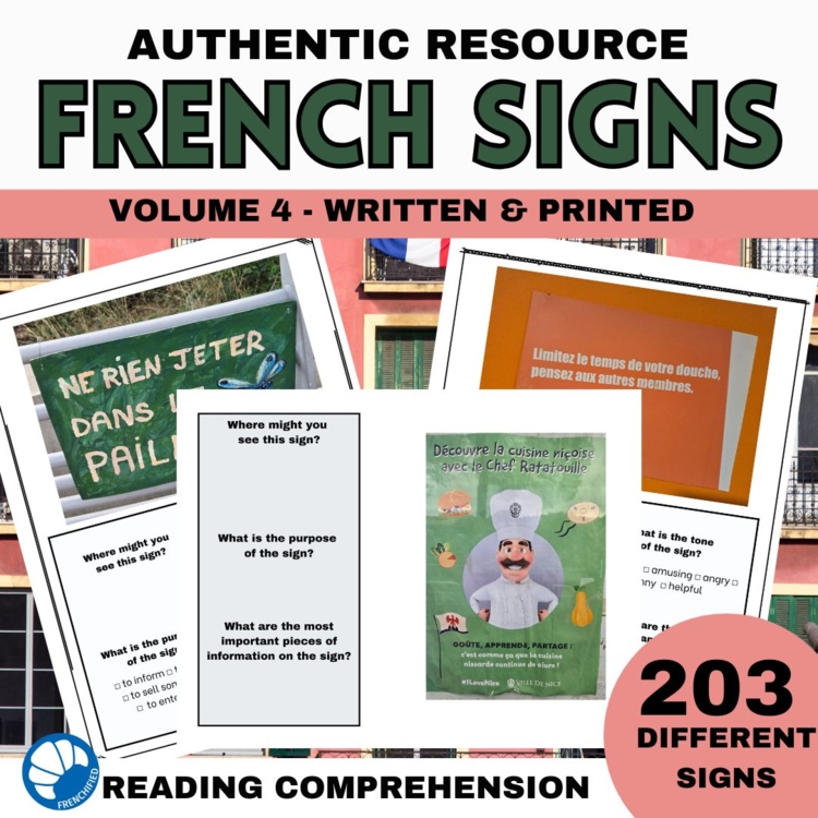 French Novice Level Reading Comprehension Authentic signs culture cognates