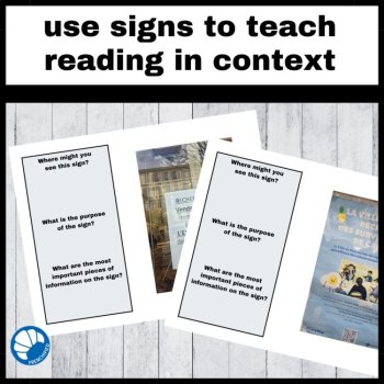 French Novice Level Reading Comprehension Authentic signs culture cognates, image 2