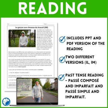 French reading comprehension passé composé & imparfait The Broccoli Haired Boy, image 2