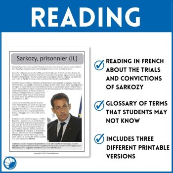 Sarkozy French Reading Comprehension | Differentiated Current Events, image 3