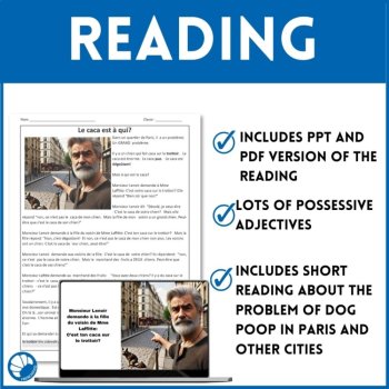 French possessive adjectives - Le Caca est à qui? reading comprehension, image 3