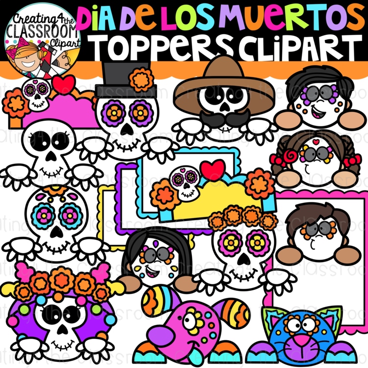 Dia de los Muertos Toppers Clipart {Day of the Dead Clipart}
