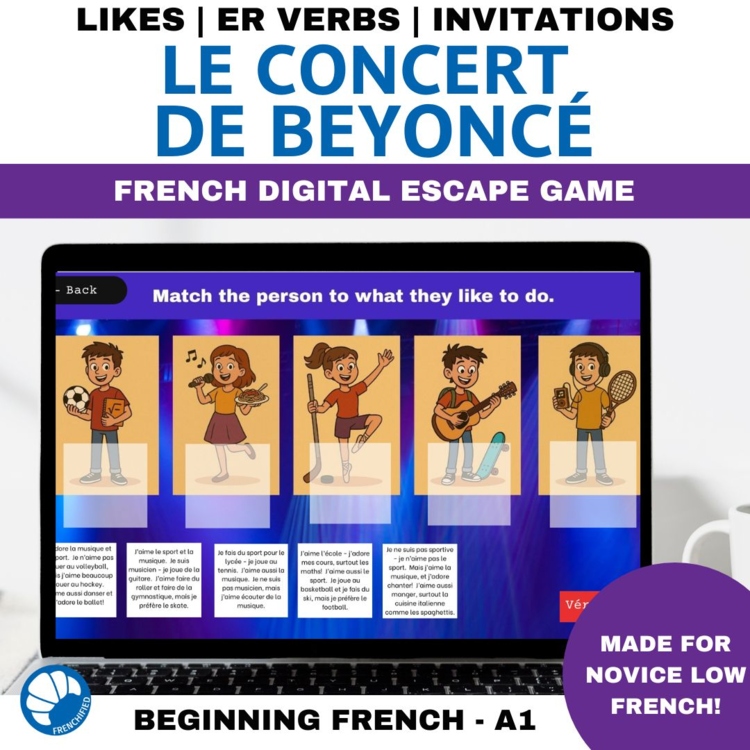 Beginner French Escape Room Game | ER Verbs, Likes, Dislikes & Invitations