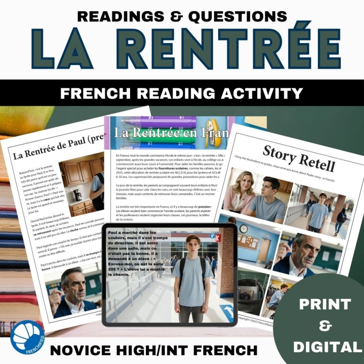 French back to school short story novice level reading comprehension la rentrée