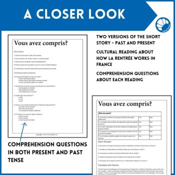 French back to school short story novice level reading comprehension la rentrée, image 4