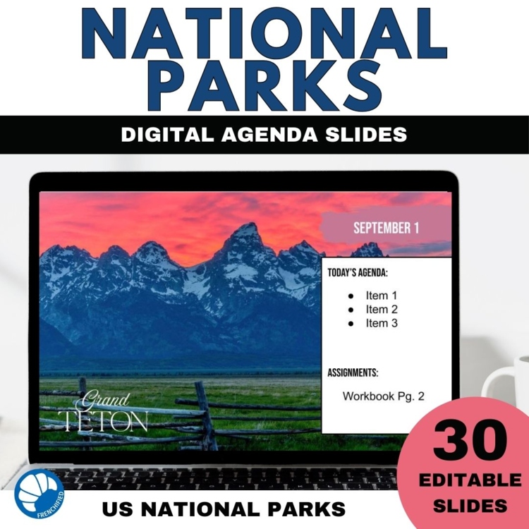 US National Parks decor Daily agenda slides science editable for Google Drive