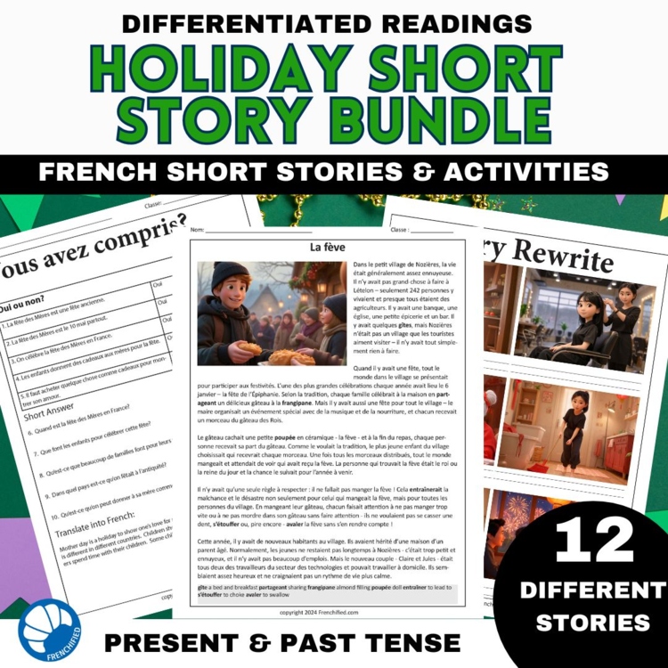 French holiday short stories reading comprehension and answers Noel Valentine