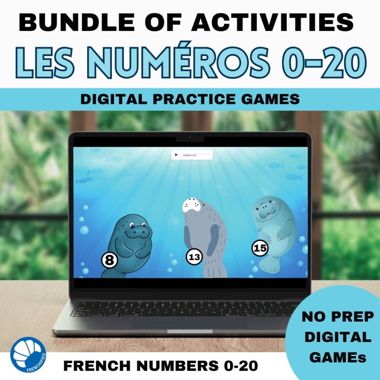 French numbers les numéros 1-20 Practicing numbers in French bundle