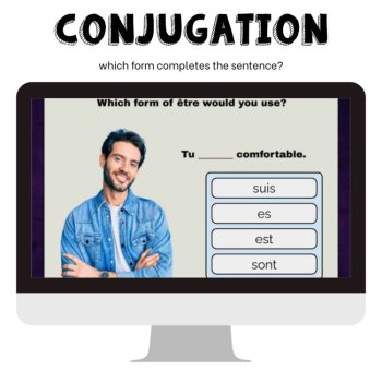 Être Practice French Grammar Game Verb Conjugation Review French Boom cards, image 2