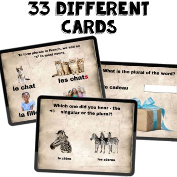 Beginner French Grammar Boom Cards | Singular to Plural Articles Practice, image 3