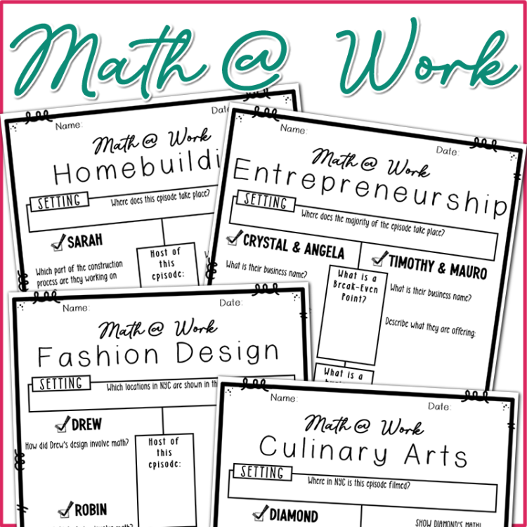 Free Worksheets for Math at Work Video Series