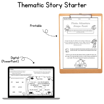 ELA Fun Adventure Story Writing 4th 5th Grade English Escape Room Prompt Paper, image 2