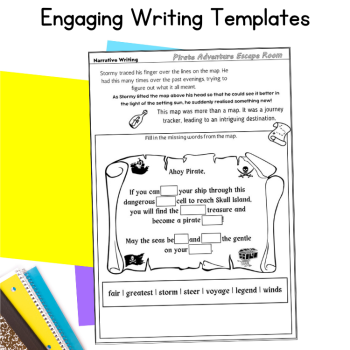 ELA Fun Adventure Story Writing 4th 5th Grade English Escape Room Prompt Paper, image 4