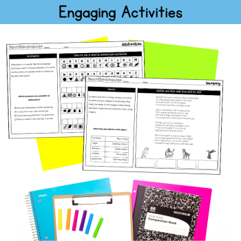 Figurative Language Worksheets 5th 6th Grade No Prep Packet Handout Guided Notes, image 3