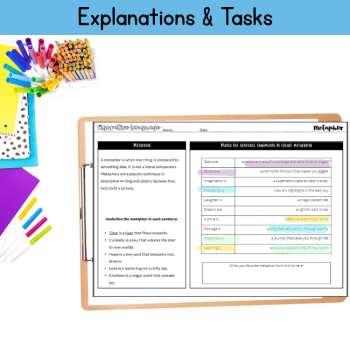 Figurative Language Worksheets 5th 6th Grade No Prep Packet Handout Guided Notes, image 4