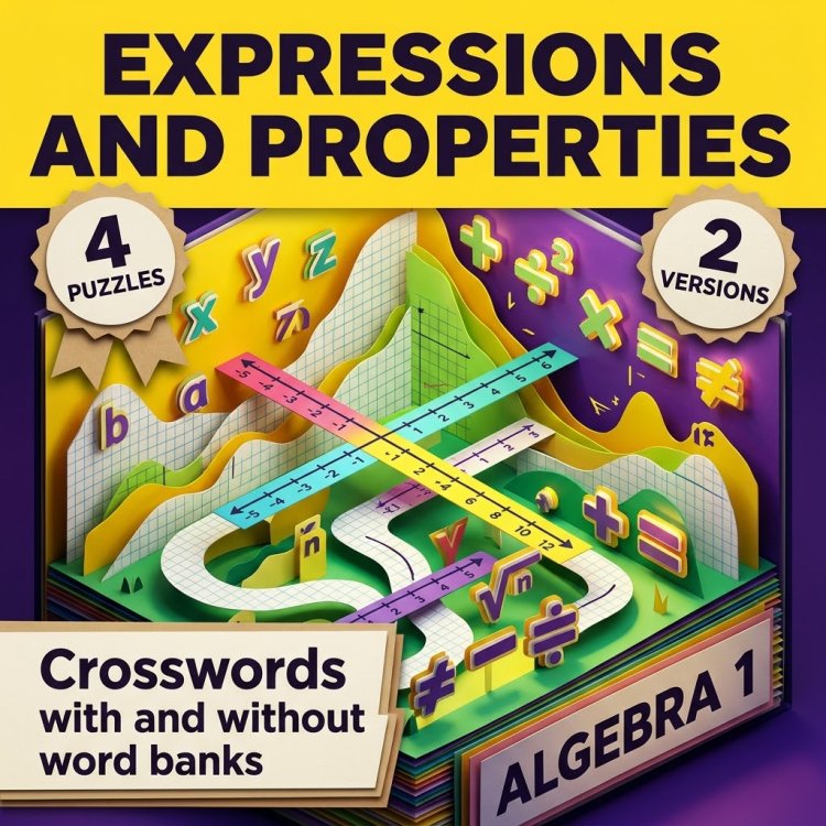 Algebra 1 Linear and Absolute Value Equations Crosswords with Word Bank