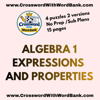 Algebra 1 Linear and Absolute Value Equations Crosswords with Word Bank, image 2