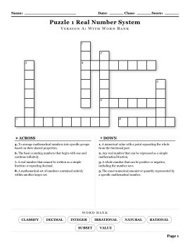 Algebra 1 Linear and Absolute Value Equations Crosswords with Word Bank, image 3