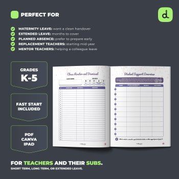 Editable Maternity Leave Binder, Short Leave Binder. Long Term Leave Binder. Sub Plans. Extended Leave. Substitute Emergency Sub Binder, image 5
