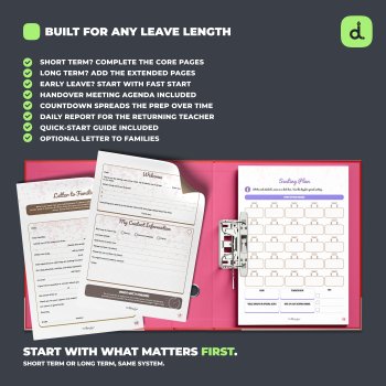 Editable Maternity Leave Binder, Short Leave Binder. Long Term Leave Binder. Sub Plans. Extended Leave. Substitute Emergency Sub Binder, image 6