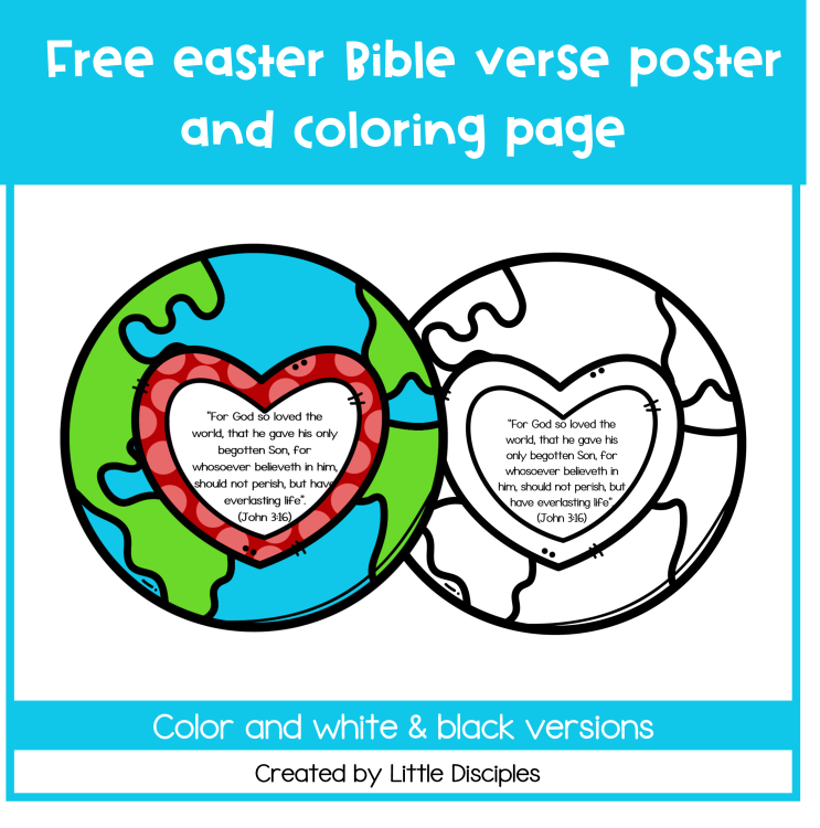 Free bible verse printable poster and coloring page | John 3:16 |