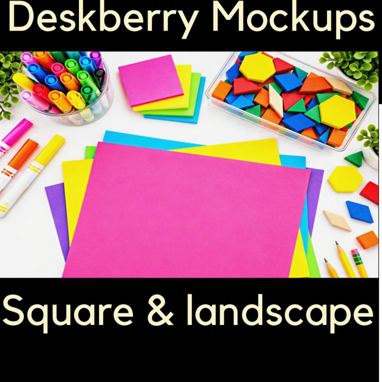 Bright Math Pattern Block Mats  Mockup For Social Media