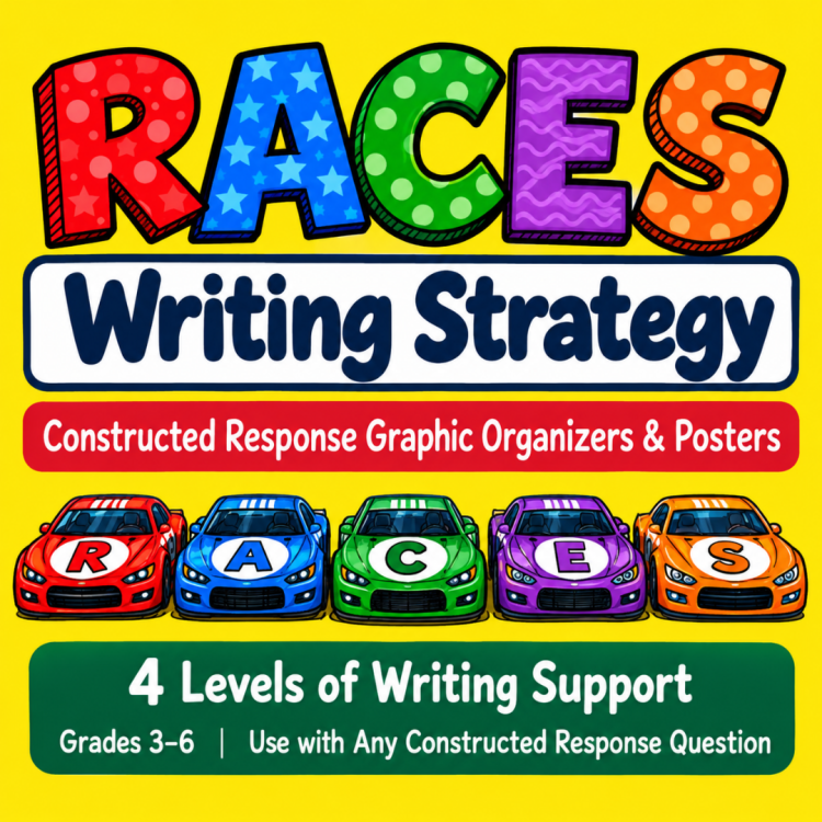 RACES Writing Strategy | Constructed Response Graphic Organizers & Classroom Posters | Grades 3–6