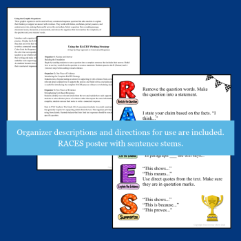 RACES Writing Strategy | Constructed Response Graphic Organizers & Classroom Posters | Grades 3–6, image 5