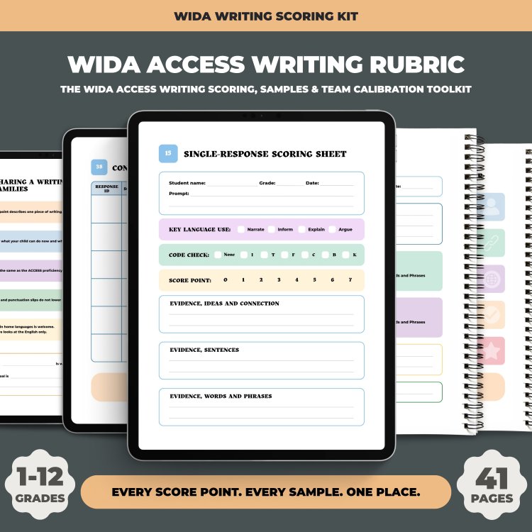 WIDA ACCESS Writing Rubric, Test Preparation, ELL Assessments, Testing Practice