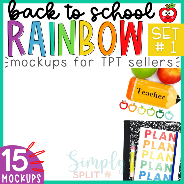 Back to School Rainbow Mockups #1 | TPT Sellers Commerical Photography Images