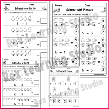 1st Grade Subtraction Within 20 – No-Prep Math Worksheets & Activities, image 2