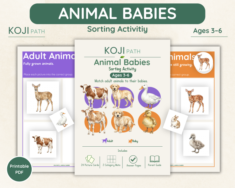Animal Babies Sorting Activity | Baby Animal Matching Game | Preschool Science P